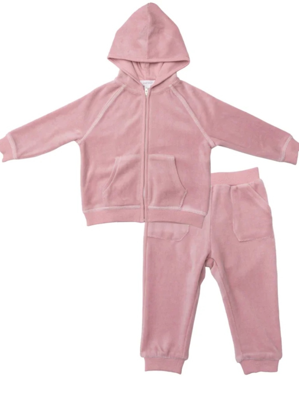 NWT Angel Dear Zip Hoodie & Pant Sweatsuit Set Velour Crush- Pink - 4T